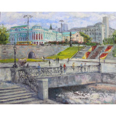 Плотинка. Лето в сердце города. 2026. Х. м. 40х50 