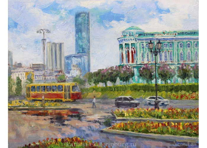 Среди майского цвета. Екатеринбург. 2026. Х., м. 35х45